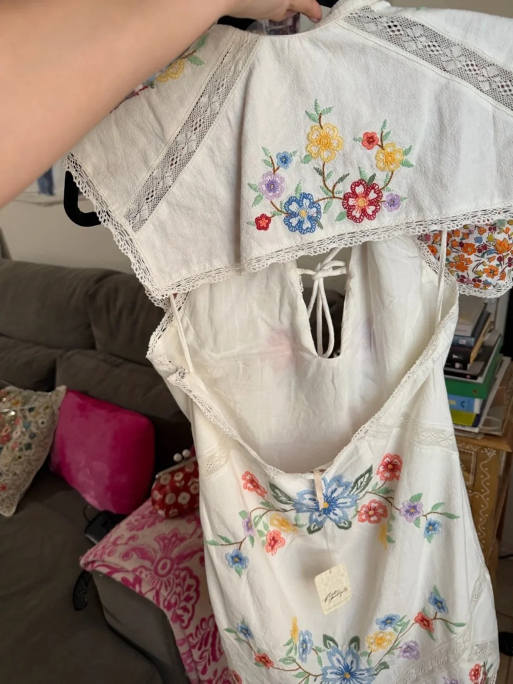New Free People willow embroidered cotton mini dress size xs